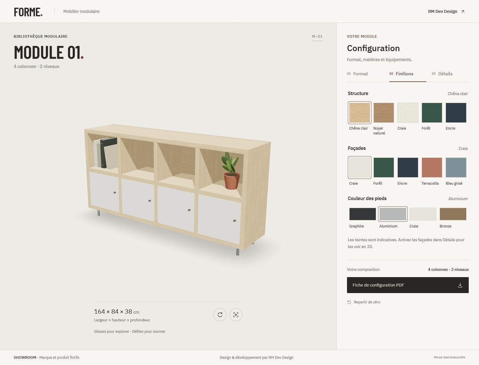Showroom FORME, configurateur 3D de mobilier modulaire